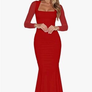 Amazon ruched bodycon long sleeve dress